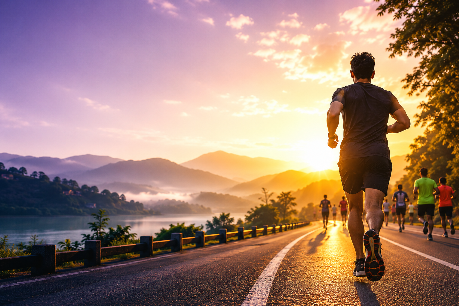 Runners at sunrise